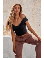 M680 Top bez rukávů s uzlovým výstřihem - černý M680 Top bez rukávů s uzlovým výstřihem - černý