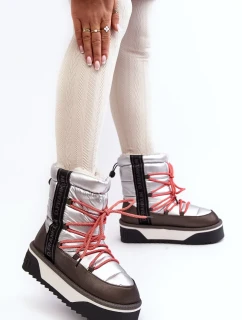 Dámské sněhule se silnou podrážkou, Vegan D.Franklin Stříbrný