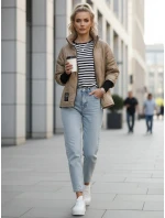 Dámská prošívaná přechodová bunda velbloudí barvy FashionStreet TY5543