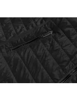 Tenká černá dámská bunda s látkovými vsadkami (RQW-7013)