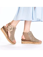 Dámské pohodlné sandály s pletenou platformou béžové Rieker 63791-60