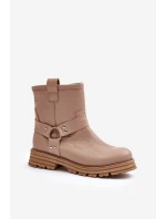 Dámské Kožené Botky Na Plochém Podpatku Béžové Lewski 3610 Dámské Kožené Botky Na Plochém Podpatku Béžové Lewski 3610