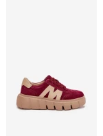 Semišové Dámské Tenisky Na Platformě Vinceza 79561 Bordové