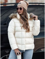 Dámská prošívaná zimní bunda s kapucí CROMBILA ecru FashionStreet TY4101