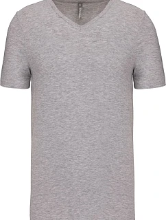 Kariban K 3014 Pánské elastické tričko s výstřihem do V 20.3014 light grey heather