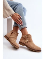Dámské botky na plochém podpatku s pásky béžové Melviana