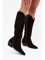 Kozaki Kowbojki Z Přírodního Semiše Vyhřívané Zazoo 4225 Černé Kozaki Kowbojki Z Přírodního Semiše Vyhřívané Zazoo 4225 Černé