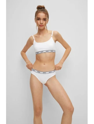 Dámská tanga Triplet Thong Stripe 3 pack 50469681 bílá - Hugo Boss