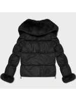 Černá dámská péřová bunda s kožešinovým límcem S'West (B8257-1) Černá dámská péřová bunda s kožešinovým límcem S'West (B8257-1)