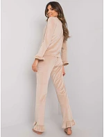 Dámské velurové pyžamo s dlouhými rukávy Goodlookin beige (7394) Dámské velurové pyžamo s dlouhými rukávy Goodlookin beige (7394)