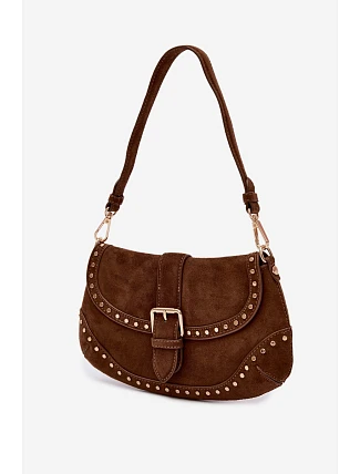 Eko semišová kabelka s nýty Camel Clarielle