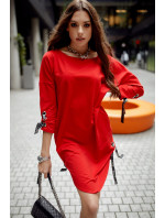 Asymetrické oversize šaty se zavazováním červené