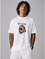 Pánské bavlněné tričko oversize s potiskem bílé FashionStreet NX1002R Pánské bavlněné tričko oversize s potiskem bílé FashionStreet NX1002R