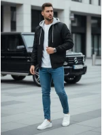 Pánská bunda bomber s kapucí černá FashionStreet TX5021 Pánská bunda bomber s kapucí černá FashionStreet TX5021
