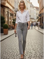 Dámské džíny s vysokým pasem a širokými nohavicemi šedé FashionStreet UY2875