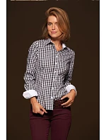 Daiber JN 616 Popelínová kostkovaná halenka s dl. rukávem 02.0616 navy/white