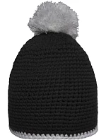 Daiber MB 7964 Háčkovaná čepice s kontrast. lemem a bambulí 03.7964 black/light grey Daiber MB 7964 Háčkovaná čepice s kontrast. lemem a bambulí 03.7964 black/light grey
