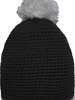 Daiber MB 7964 Háčkovaná čepice s kontrast. lemem a bambulí 03.7964 black/light grey