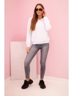 Dámská bavlněná mikina s kapucí a kapsami bílá