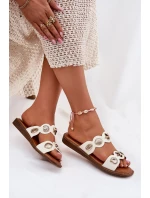 Dámské Pantofle Se Zlatými Prstýnky Bílé Jenoriela