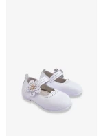 Dětské kožené baleríny s květem bíle Cobi Dětské kožené baleríny s květem bíle Cobi