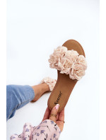 Dámské pantofle s květy Béžová Eelfan
