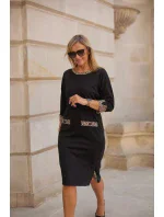 Denní šaty M416 - černo-hnědé - La Aurora