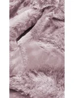 Pudrově růžová dámská bunda-kožíšek s kapucí (br9741-81)
