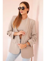 Sako s klopami elegantní tmavě béžové Sako s klopami elegantní tmavě béžové