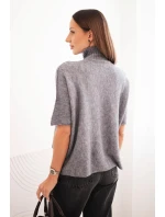 Dámský svetr s rolákem volného střihu šedý