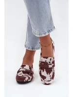 Loafersy Mokasyny Dámské Ploché V Látách Hnědo-Bílé Soreline