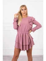 Dámské šaty se svislými volány 16095 tmavě růžové - Kesi Dámské šaty se svislými volány 16095 tmavě růžové - Kesi