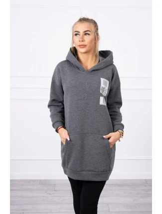 Mikina s kapucí a nášivkami grafitová Mikina s kapucí a nášivkami grafitová