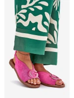 Ploché sandály s ozdobou růžové Haliones Ploché sandály s ozdobou růžové Haliones