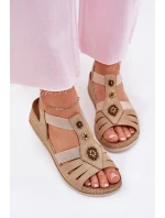 Dámské Sandály Na Klínu S Ozdobami Béžové Inblu RV000015 Dámské Sandály Na Klínu S Ozdobami Béžové Inblu RV000015
