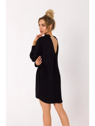 M740 Košilové šaty s ozdobným límcem - černé M740 Košilové šaty s ozdobným límcem - černé