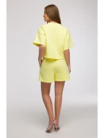 B294 Oříznutá mikina s krátkým rukávem - citronová