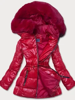 Červená metalická dámská bunda (b8029-4)