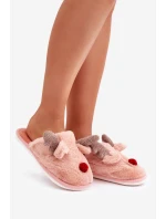 Dámské Plyšové Pantofle S Motivem Sobů Růžové Sennalith