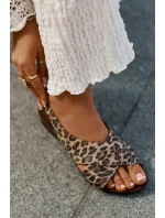 Dámské kožené sandály leopardí hnědé Zazoo 40407