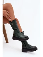 Zazoo 70121 Kožené dámské kozačky s vlnou olivové Zazoo 70121 Kožené dámské kozačky s vlnou olivové