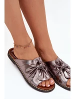 Dámské pantofle na nízkém podpatku – grafitové Nelvira