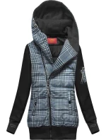 Tmavě modro-černá mikina z různých spojených materiálů (AMG-611A)