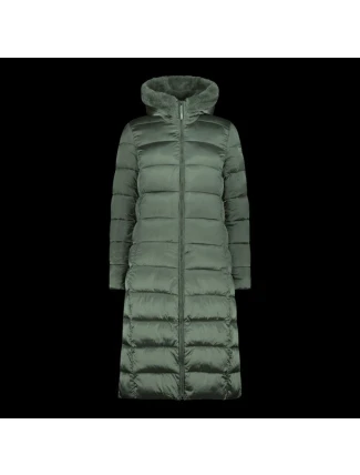 Dámská zimní bunda s kapucí CMP zateplený kabát dlouhý zelený (34K0046F/E621)