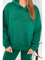 Izolovaná bavlněná souprava, mikina + kalhotami Brooklyn tmavě zelená