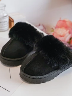 Dětské pantofle s kožešinou černé Birasta