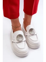 Kožené Mokasíny S Ozdobou Bílé Zazoo 3486 Kožené Mokasíny S Ozdobou Bílé Zazoo 3486