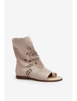 Zazoo 3437 Dámské Semišové Sandály S Hřbetem Na Zip Světle Béžové Zazoo 3437 Dámské Semišové Sandály S Hřbetem Na Zip Světle Béžové