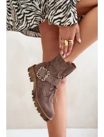 Zazoo 2951 Velurové Boty S Dekorativní Sponou Tmavě Béžové Zazoo 2951 Velurové Boty S Dekorativní Sponou Tmavě Béžové