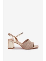 Dámské Sandály Na Sloupkovém Podpatku Zlaté Sarena